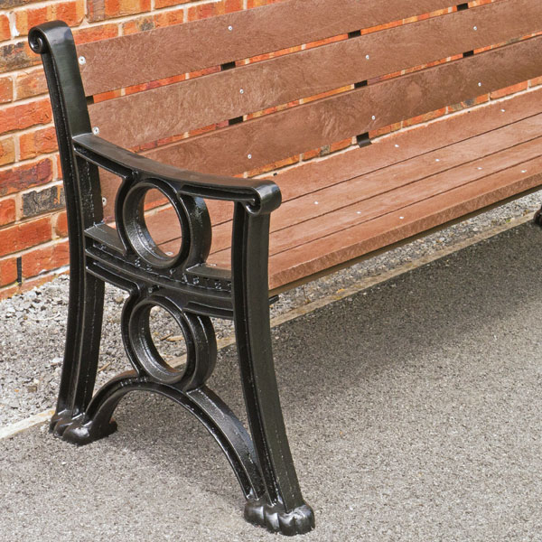 Cast iron seats with recycled plastic boards